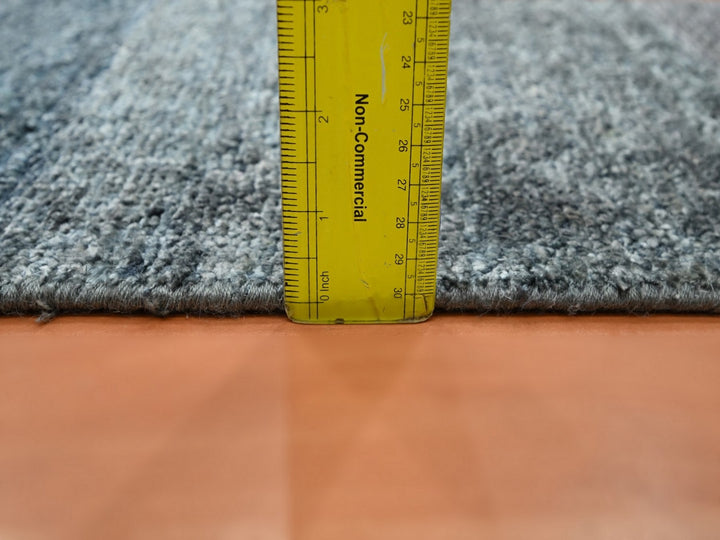 1'0" x 12'0" New Hand Knotted Grey Wool & Silk Runner Oriental Rug - MOA10275885