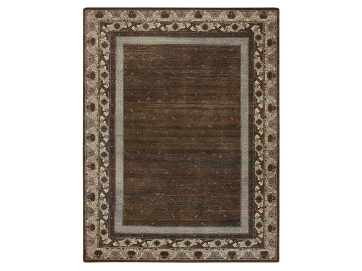 9'0" x 11'11" New Hand Knotted Brown Wool Rectangle Oriental Rug - MOA10275887