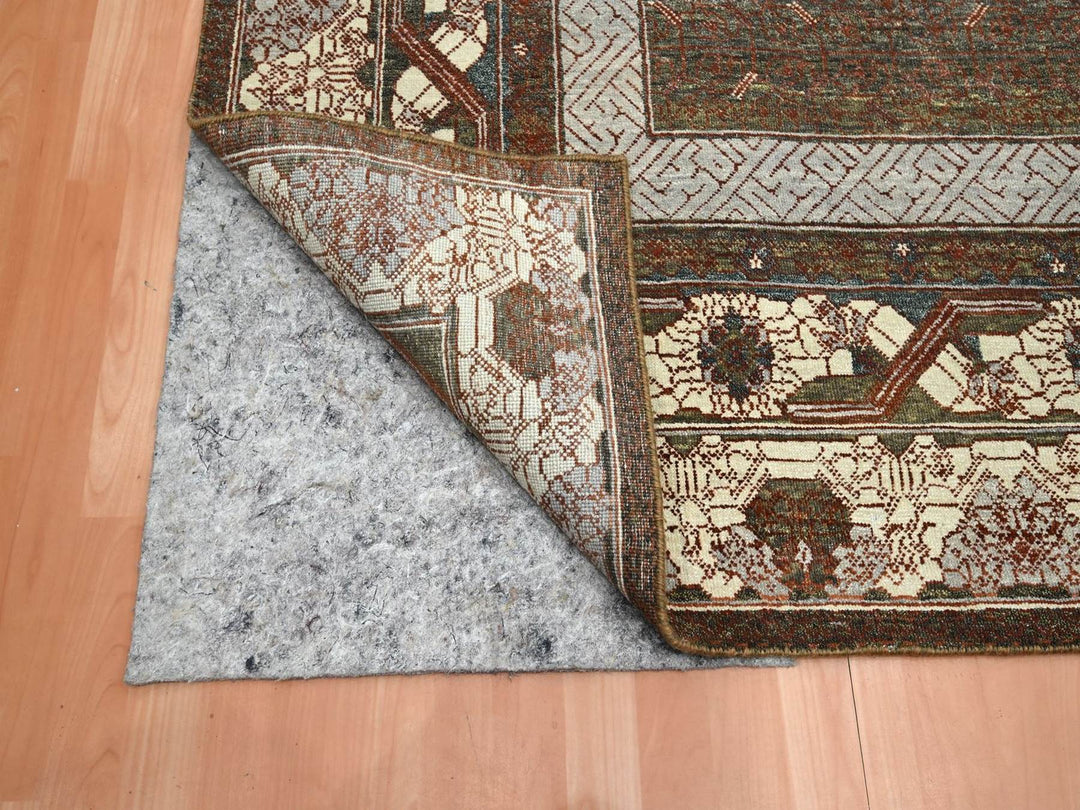 9'0" x 11'11" New Hand Knotted Brown Wool Rectangle Oriental Rug - MOA10275887