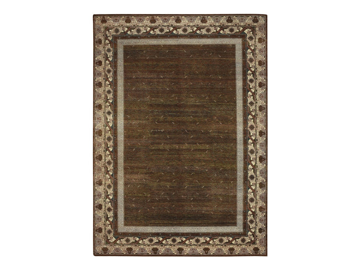 9'11" x 14'1" New Hand Knotted Brown Wool Rectangle Oriental Rug - MOA10275888