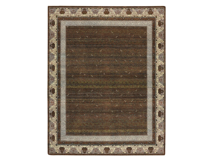 8'0" x 10'3" New Hand Knotted Brown Wool Rectangle Oriental Rug - MOA10275889