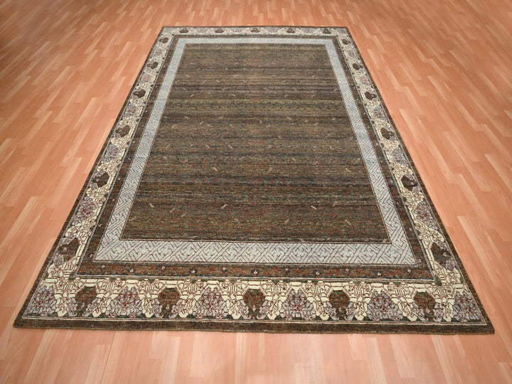 8'0" x 10'3" New Hand Knotted Brown Wool Rectangle Oriental Rug - MOA10275889