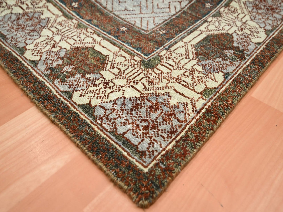 8'0" x 10'3" New Hand Knotted Brown Wool Rectangle Oriental Rug - MOA10275889