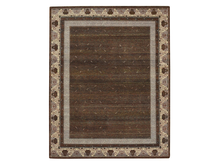 8'0" x 10'1" New Hand Knotted Brown Wool Rectangle Oriental Rug - MOA10275890