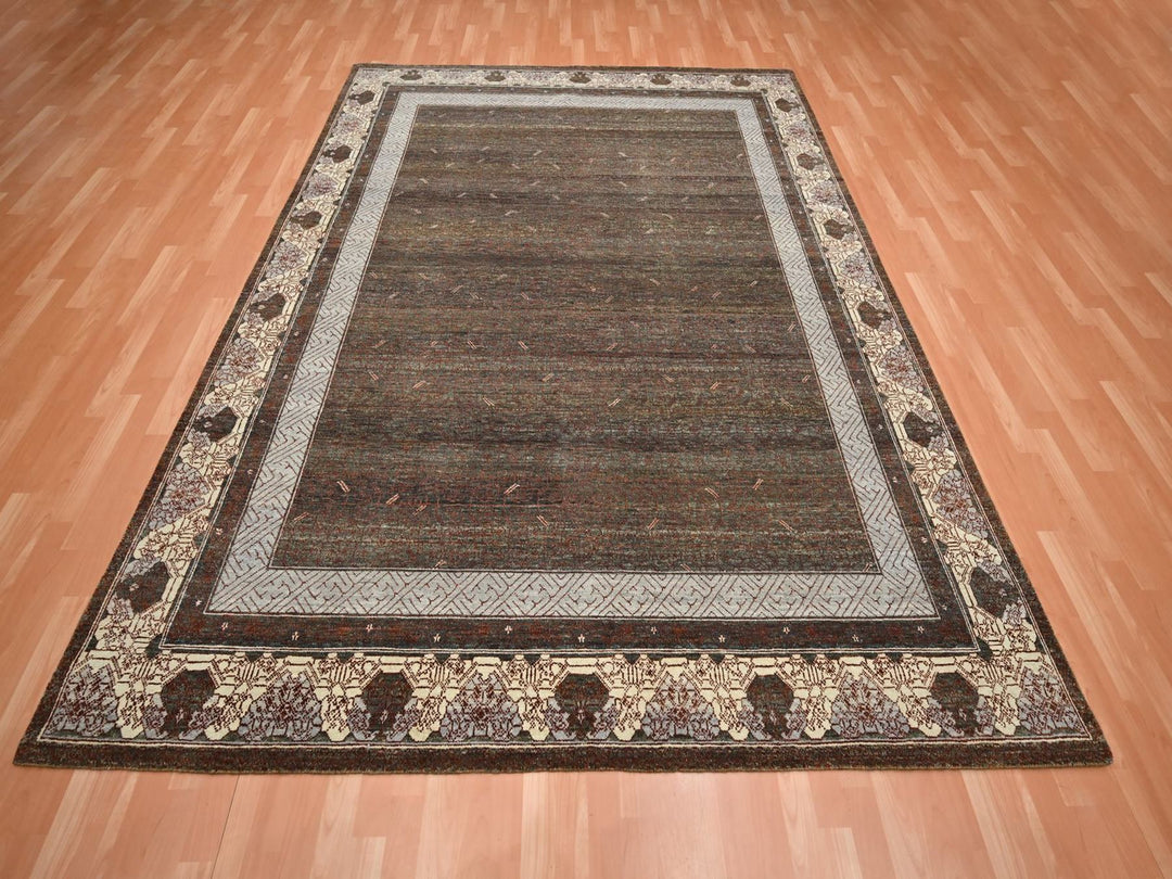 8'0" x 10'1" New Hand Knotted Brown Wool Rectangle Oriental Rug - MOA10275890