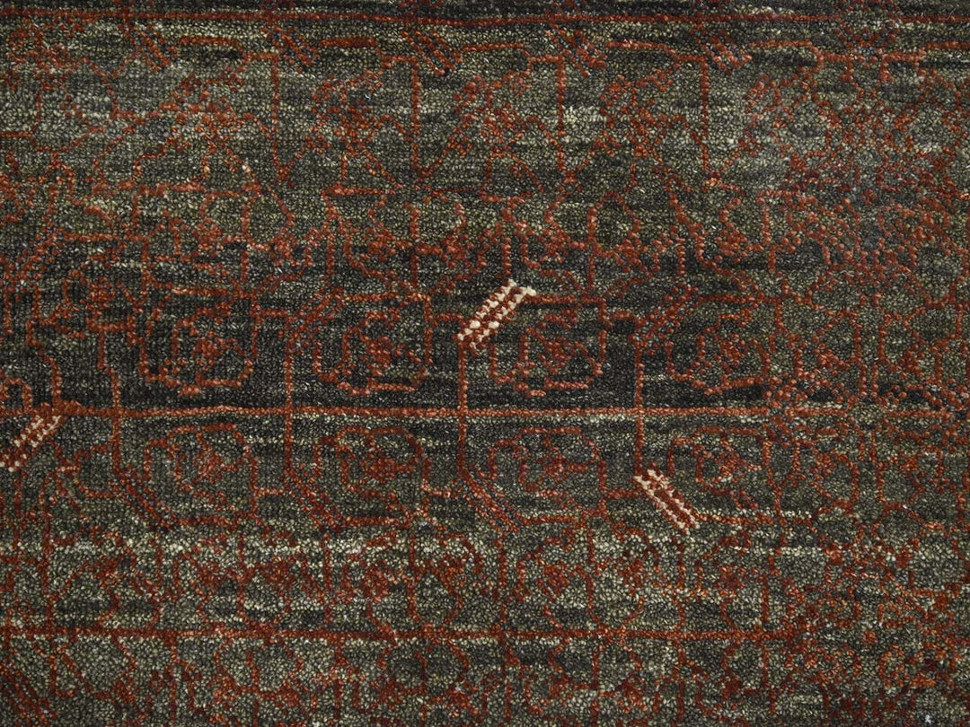 8'0" x 10'1" New Hand Knotted Brown Wool Rectangle Oriental Rug - MOA10275890