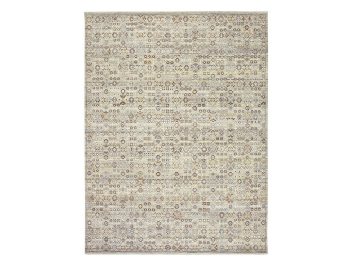 8'11" x 11'11" New Hand Knotted Beige Wool Rectangle Oriental Rug - MOA10275891
