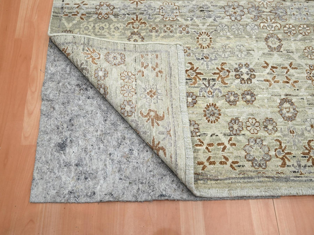 8'11" x 11'11" New Hand Knotted Beige Wool Rectangle Oriental Rug - MOA10275891