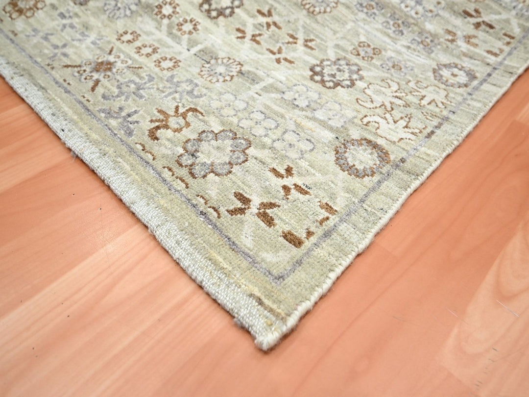 8'11" x 11'11" New Hand Knotted Beige Wool Rectangle Oriental Rug - MOA10275891