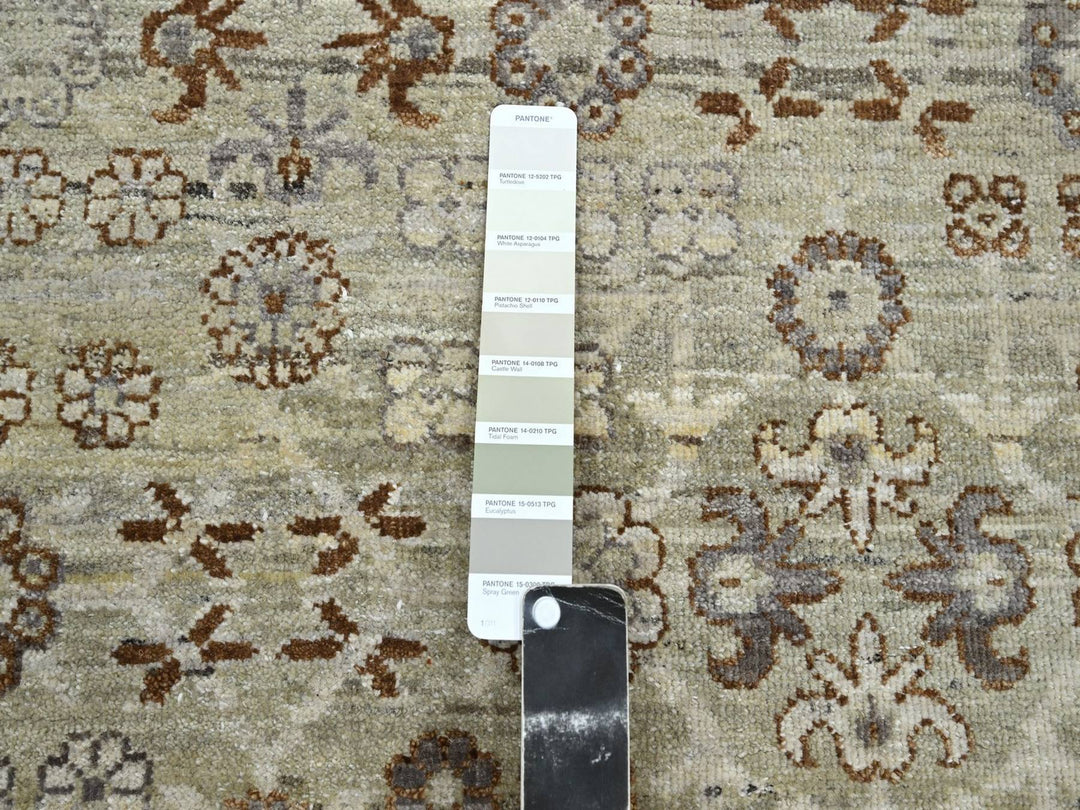 8'11" x 11'11" New Hand Knotted Beige Wool Rectangle Oriental Rug - MOA10275891