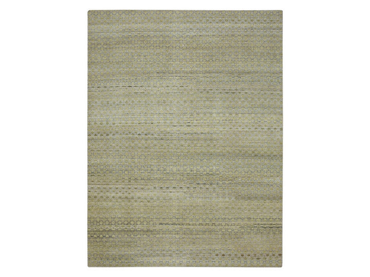 9'1" x 12'1" New Hand Knotted Green Wool Rectangle Oriental Rug - MOA10275892