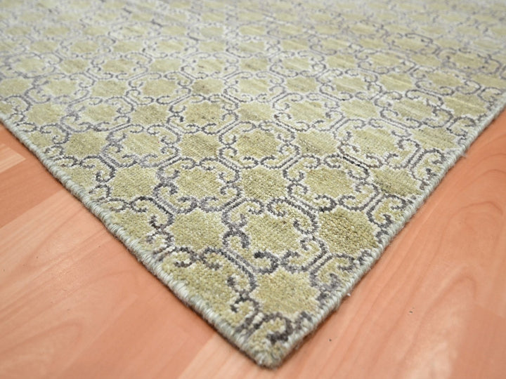 9'1" x 12'1" New Hand Knotted Green Wool Rectangle Oriental Rug - MOA10275892
