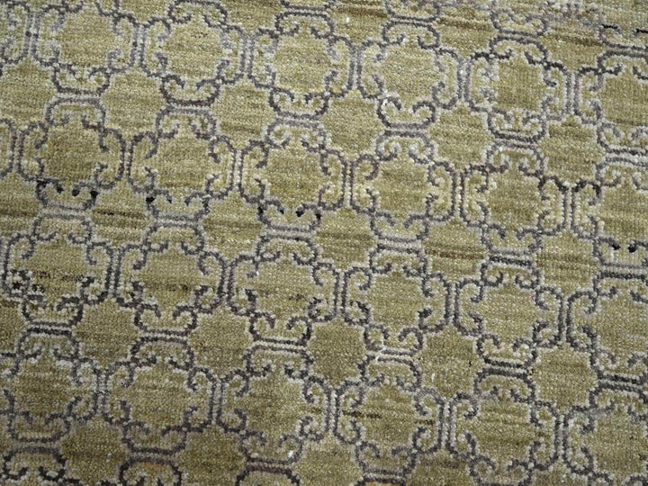 9'1" x 12'1" New Hand Knotted Green Wool Rectangle Oriental Rug - MOA10275892