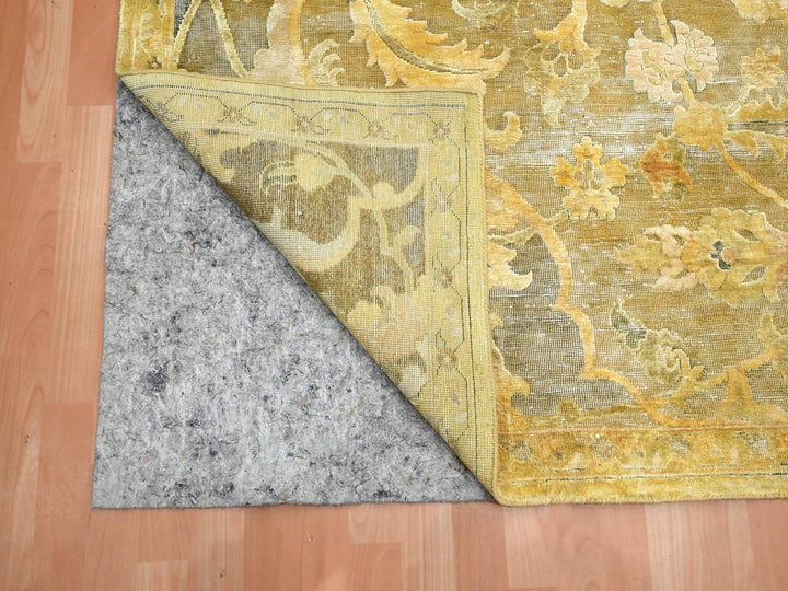 8'11" x 12'3" New Hand Knotted Yellow Silk Rectangle Oriental Rug - MOA10275893