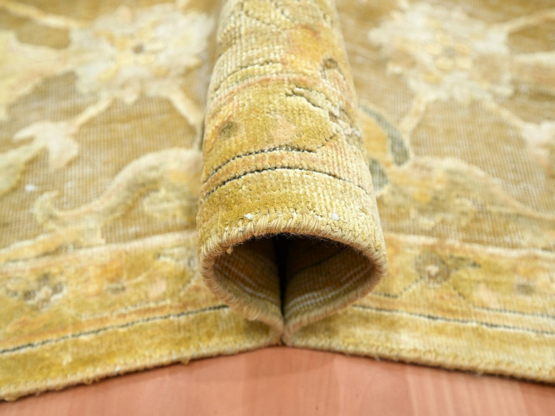 8'11" x 12'3" New Hand Knotted Yellow Silk Rectangle Oriental Rug - MOA10275893