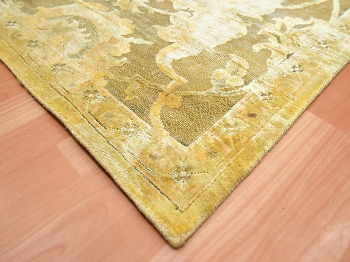 8'11" x 12'3" New Hand Knotted Yellow Silk Rectangle Oriental Rug - MOA10275893