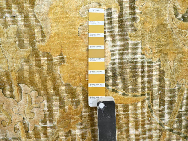8'11" x 12'3" New Hand Knotted Yellow Silk Rectangle Oriental Rug - MOA10275893