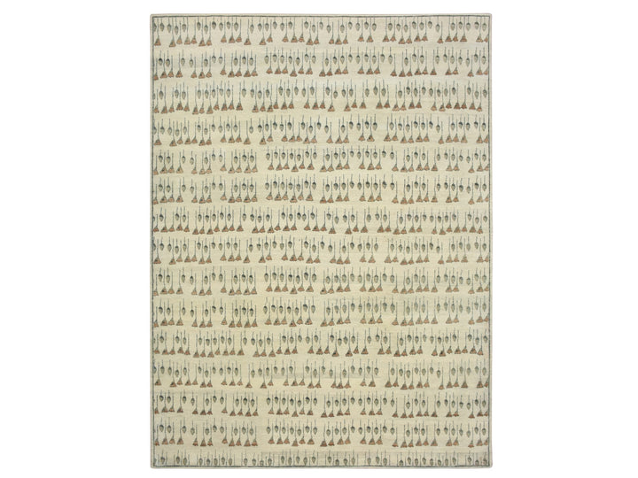 9'1" x 12'4" New Hand Knotted Brown Wool Rectangle Oriental Rug - MOA10275894