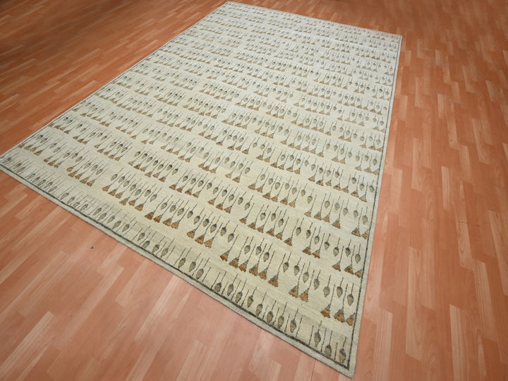 9'1" x 12'4" New Hand Knotted Brown Wool Rectangle Oriental Rug - MOA10275894