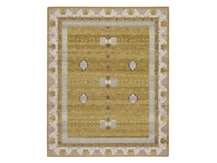 8'1" x 10'1" New Hand Knotted Yellow Wool Rectangle Oriental Rug - MOA10275895