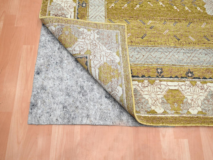 8'1" x 10'1" New Hand Knotted Yellow Wool Rectangle Oriental Rug - MOA10275895