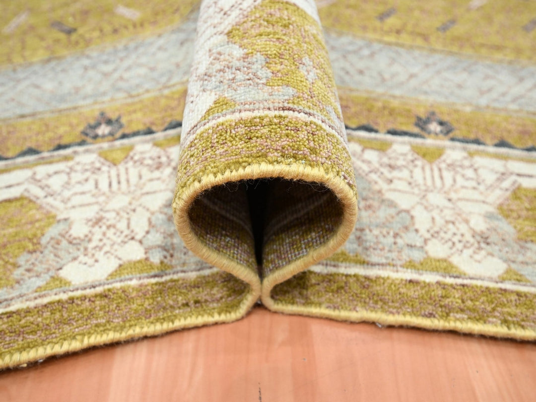 8'1" x 10'1" New Hand Knotted Yellow Wool Rectangle Oriental Rug - MOA10275895