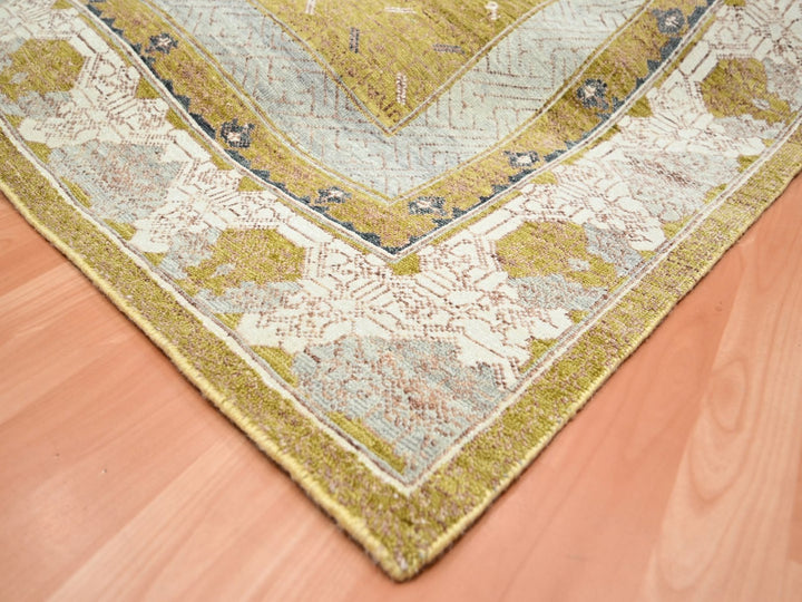 8'1" x 10'1" New Hand Knotted Yellow Wool Rectangle Oriental Rug - MOA10275895