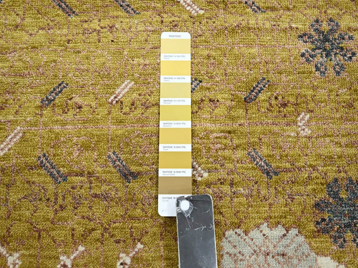 8'1" x 10'1" New Hand Knotted Yellow Wool Rectangle Oriental Rug - MOA10275895