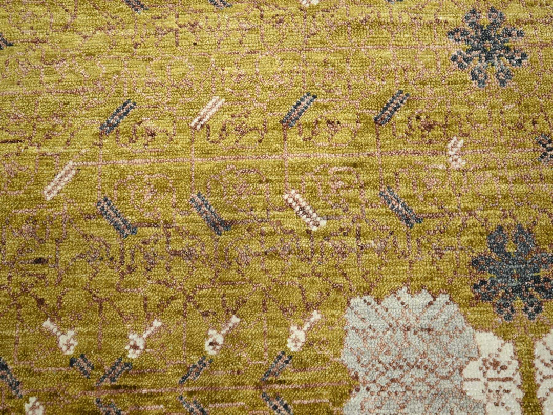 8'1" x 10'1" New Hand Knotted Yellow Wool Rectangle Oriental Rug - MOA10275895
