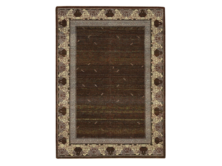 5'2" x 7'3" New Hand Knotted Brown Wool Rectangle Oriental Rug - MOA10275896
