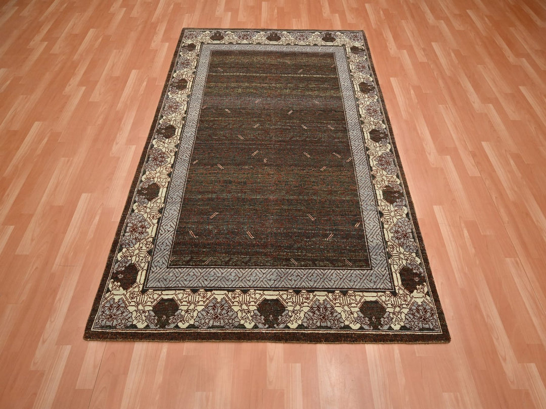 5'2" x 7'3" New Hand Knotted Brown Wool Rectangle Oriental Rug - MOA10275896