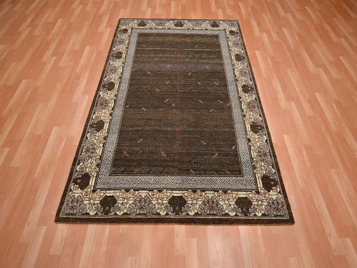 5'2" x 7'3" New Hand Knotted Brown Wool Rectangle Oriental Rug - MOA10275896