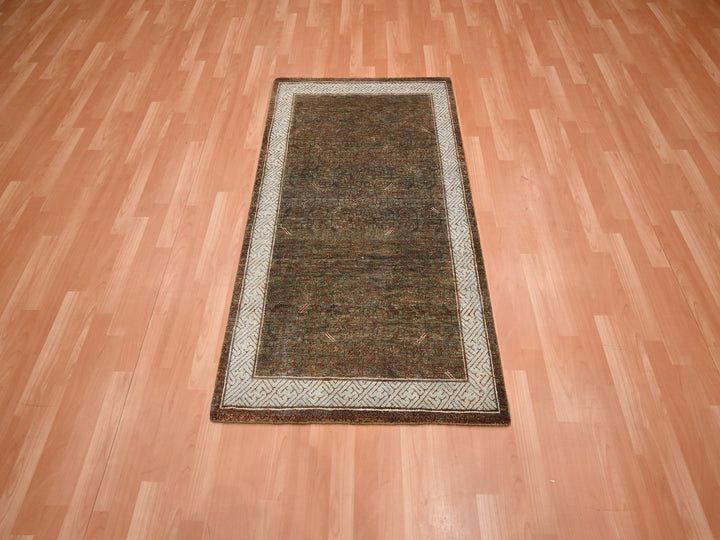 3'2" x 5'2" New Hand Knotted Brown Wool Rectangle Oriental Rug - MOA10275897