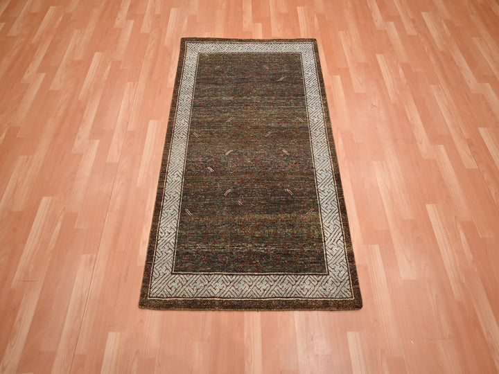 3'2" x 5'2" New Hand Knotted Brown Wool Rectangle Oriental Rug - MOA10275898