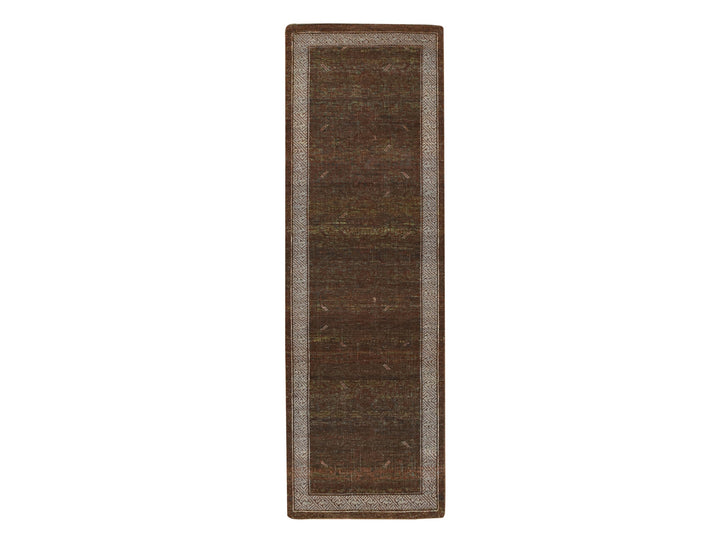 2'7" x 8'2" New Hand Knotted Brown Wool Runner Oriental Rug - MOA10275899