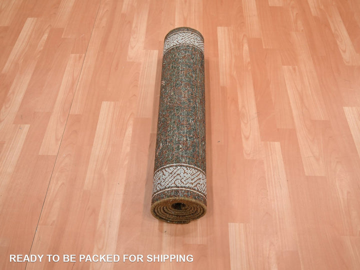 2'7" x 8'2" New Hand Knotted Brown Wool Runner Oriental Rug - MOA10275899