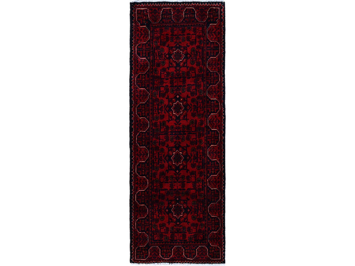 1'8" x 4'9" New Hand Knotted Red Wool Runner Oriental Rug - MOA102758