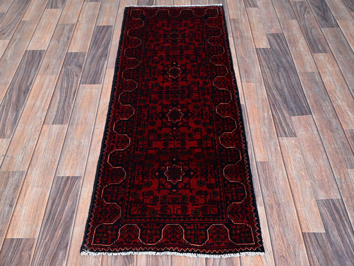 1'8" x 4'9" New Hand Knotted Red Wool Runner Oriental Rug - MOA102758
