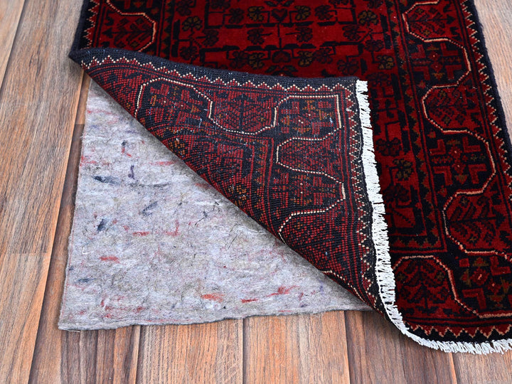1'8" x 4'9" New Hand Knotted Red Wool Runner Oriental Rug - MOA102758