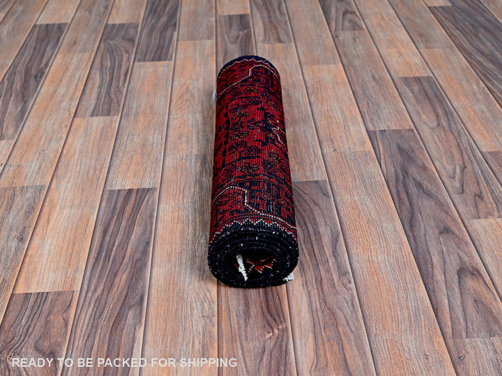 1'8" x 4'9" New Hand Knotted Red Wool Runner Oriental Rug - MOA102758