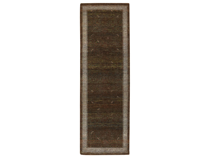 2'7" x 8'2" New Hand Knotted Brown Wool Runner Oriental Rug - MOA10275900