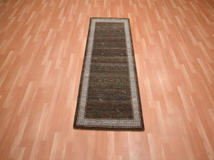2'6" x 6'0" New Hand Knotted Brown Wool Runner Oriental Rug - MOA10275902