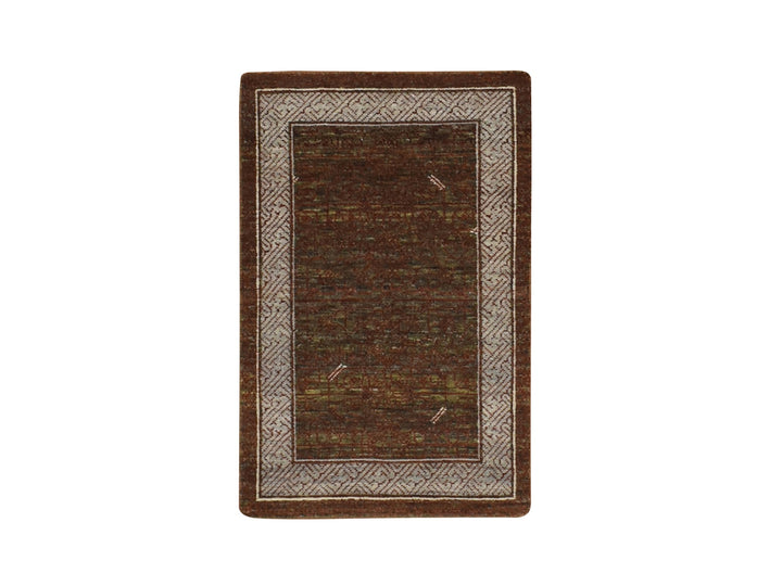 2'0" x 3'2" New Hand Knotted Brown Wool Rectangle Oriental Rug - MOA10275903