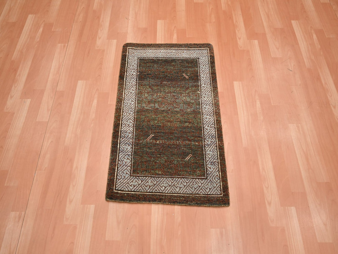 2'0" x 3'2" New Hand Knotted Brown Wool Rectangle Oriental Rug - MOA10275904