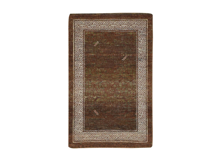 2'0" x 3'2" New Hand Knotted Brown Wool Rectangle Oriental Rug - MOA10275905