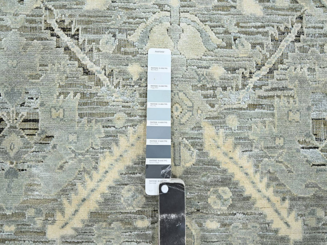 5'2" x 7'4" New Hand Knotted Grey Silk Rectangle Oriental Rug - MOA10275906