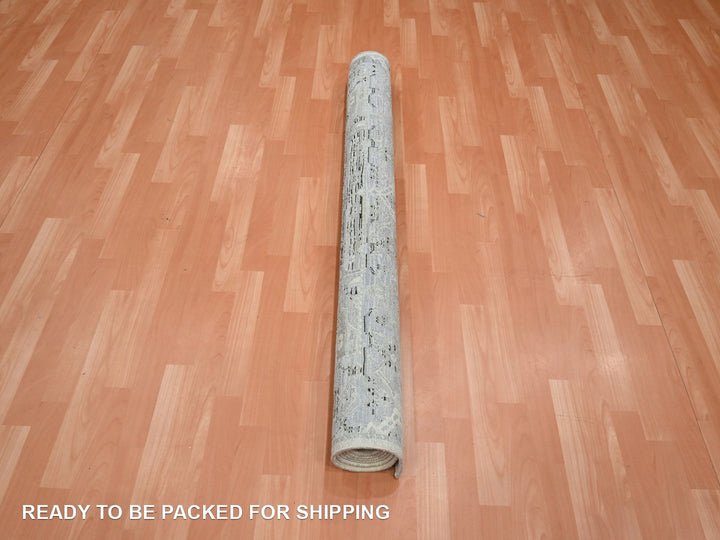 5'2" x 7'4" New Hand Knotted Grey Silk Rectangle Oriental Rug - MOA10275906