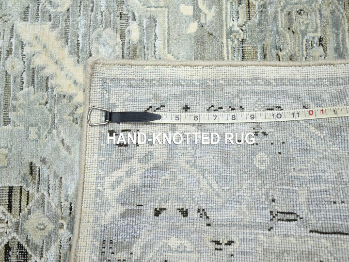 5'2" x 7'4" New Hand Knotted Grey Silk Rectangle Oriental Rug - MOA10275906
