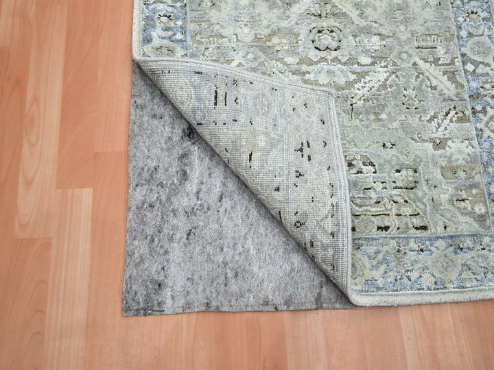 2'7" x 12'0" New Hand Knotted Grey Silk Runner Oriental Rug - MOA10275908