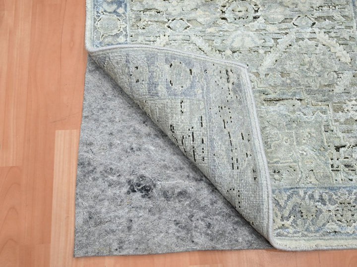 2'6" x 8'0" New Hand Knotted Grey Silk Runner Oriental Rug - MOA10275909